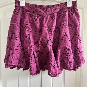 Free People Magenta Eyelet Skater Skirt